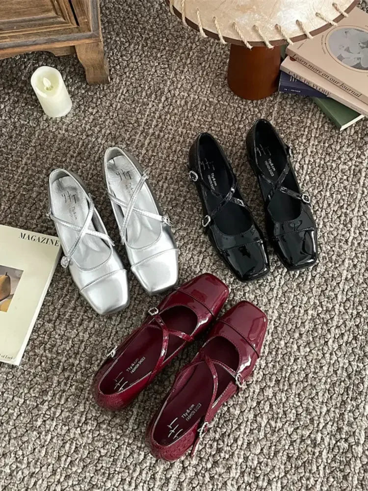 Crisscross Buckle Square Toe Mary Jane Loafers