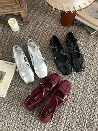 Crisscross Buckle Square Toe Mary Jane Loafers