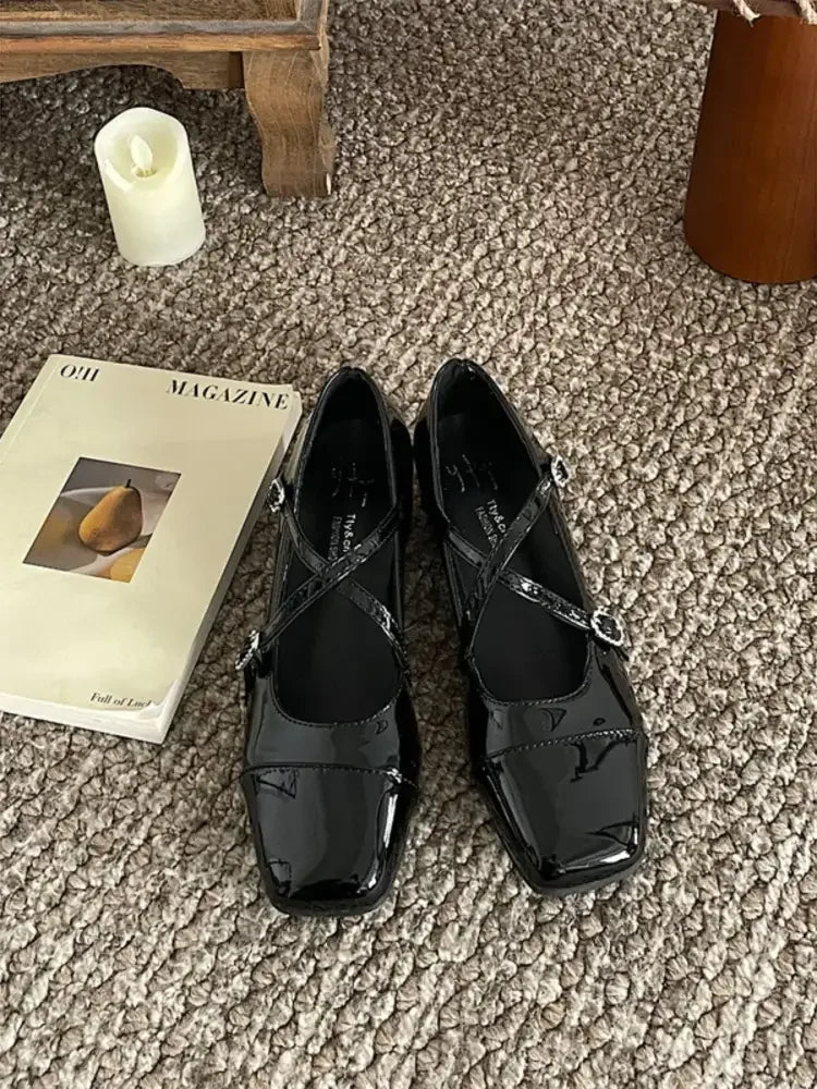 Crisscross Buckle Square Toe Mary Jane Loafers