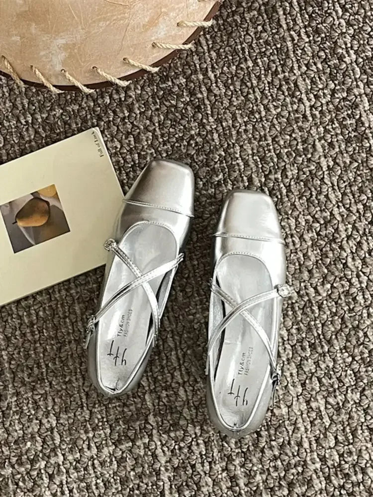 Crisscross Buckle Square Toe Mary Jane Loafers
