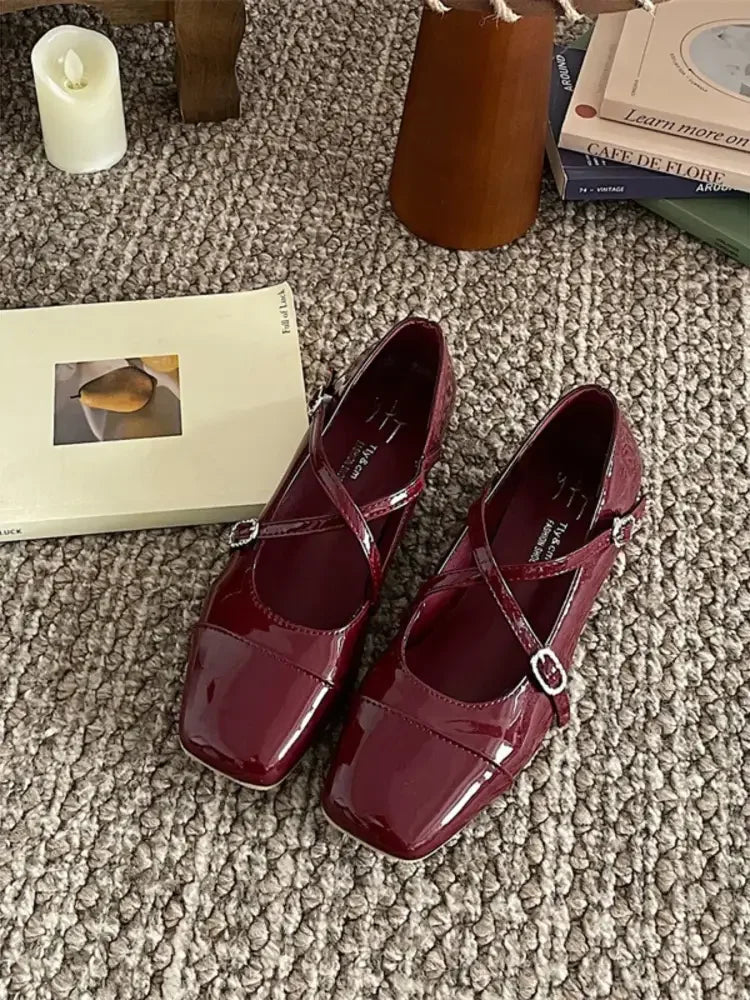 Crisscross Buckle Square Toe Mary Jane Loafers