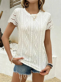 Crochet Lace Short Sleeve T-Shirt - Update AvenueT-ShirtsTrendsi100100486141254100100486141254f9b46706ec5543758dd5c1d934cda4f7 - Max - OriginApricot