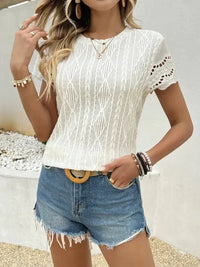 Crochet Lace Short Sleeve T-Shirt - Update AvenueT-ShirtsTrendsi1001004861412541001004861412541acb01bca5404d05bae3eaf346fee5ce - Max - OriginApricot