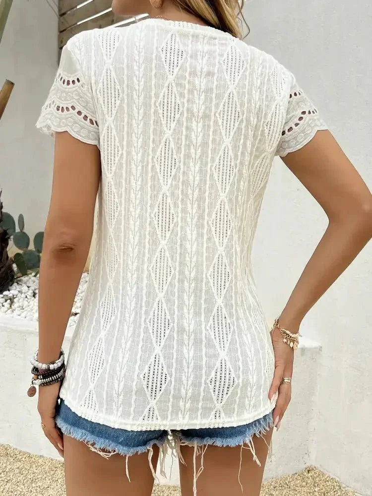 Crochet Lace Short Sleeve T-Shirt - Update AvenueT-ShirtsTrendsi10010048614125410010048614125455de21f4532741ec9d33c7a49b4adf09 - Max - OriginApricot