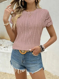 Crochet Lace Short Sleeve T-Shirt - Update AvenueT-ShirtsTrendsi100100486142450100100486142450d4af177f752648e9a218cc1fbe08dee6 - Max - OriginDusty Pink