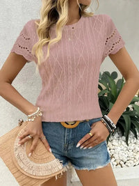 Crochet Lace Short Sleeve T-Shirt - Update AvenueT-ShirtsTrendsi1001004861424501001004861424507c62788567544ba5bf7831c57ffb660b - Max - OriginDusty Pink
