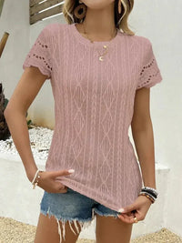 Crochet Lace Short Sleeve T-Shirt - Update AvenueT-ShirtsTrendsi100100486142450100100486142450dd51aa40fa3848fa9be0dd10f72c9e5b - Max - OriginDusty Pink