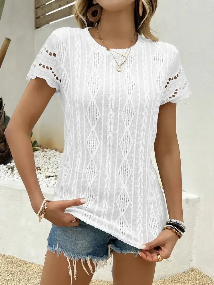 Crochet Lace Short Sleeve T-Shirt - Update AvenueT-ShirtsTrendsi100100486145178100100486145178a952c2353eb34c33a61440823abb6d39 - Max - OriginWhite