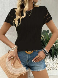 Crochet Lace Short Sleeve T-Shirt - Update AvenueT-ShirtsTrendsi100100486146119100100486146119b3595ee1df8f4009aa05889f168397d1 - Max - OriginBlack