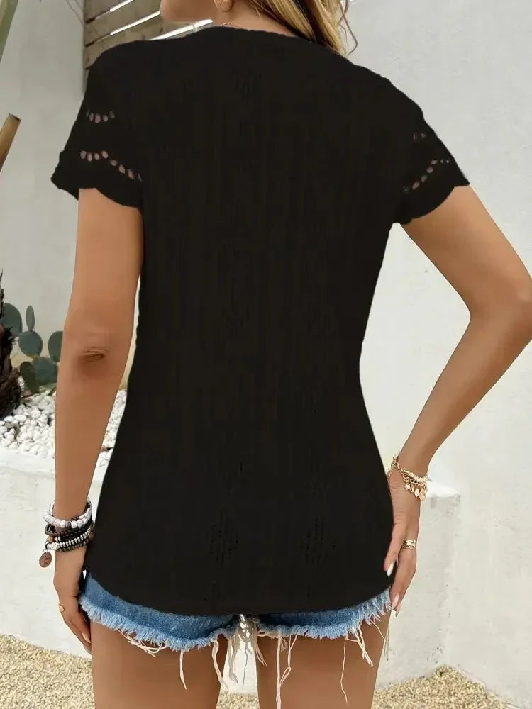 Crochet Lace Short Sleeve T-Shirt - Update AvenueT-ShirtsTrendsi100100486146119100100486146119fa6ddf1e9d54423993679ba991dbe118 - Max - OriginBlack