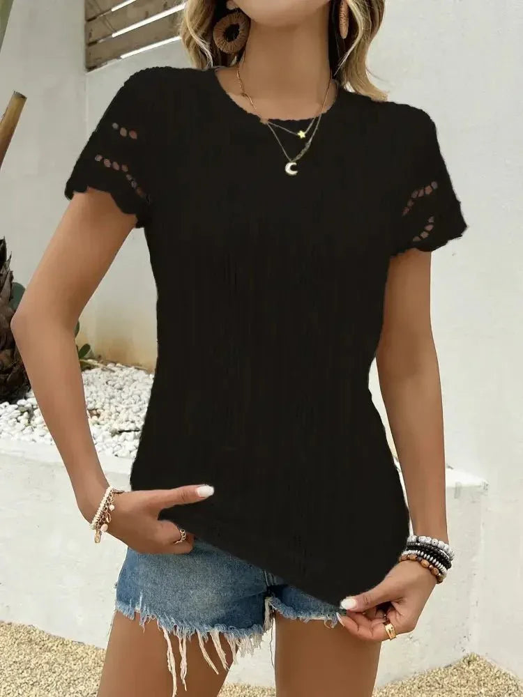 Crochet Lace Short Sleeve T-Shirt - Update AvenueT-ShirtsTrendsi100100486146119100100486146119577888843af14463b32bb9c0dd0ffb0e - Max - OriginBlack