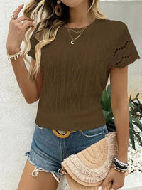 Crochet Lace Short Sleeve T-Shirt - Update AvenueT-ShirtsTrendsi1001004861497771001004861497774206256a663243cda5c424aa83a40fa5 - Max - OriginDark Brown