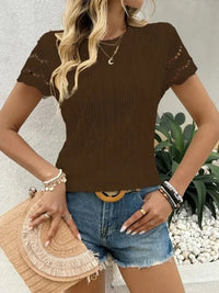 Crochet Lace Short Sleeve T-Shirt - Update AvenueT-ShirtsTrendsi100100486149777100100486149777445e097582b74f3c8dcc7182b3c1e816 - Max - OriginDark Brown