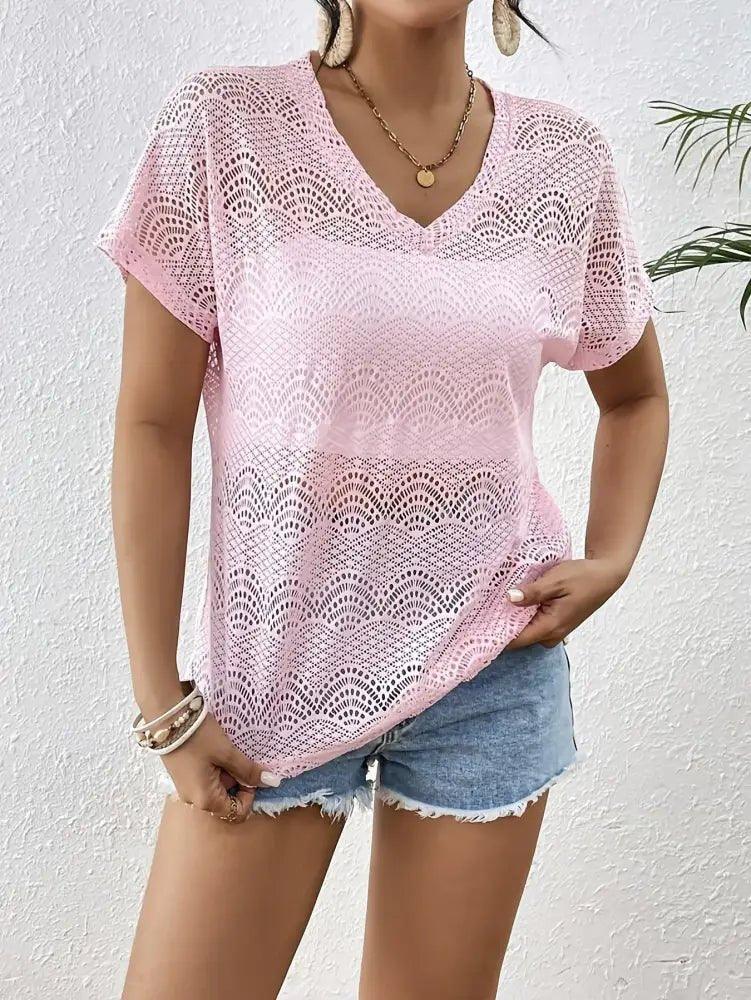 Crochet Lace V - Neck Summer Top - Update AvenueT-ShirtsTrendsi10010083705819010010083705819037dda0f7576d4399a36d0803434bf494 - Max - OriginPink