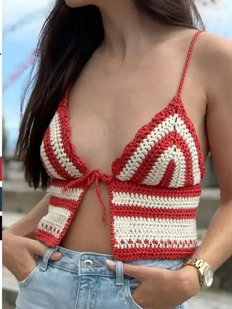 Crochet Tie Front Striped Knit Cami - Update AvenueTrendsi100100230982273100100230982273e909370f93db45c9beeca4a01c102ffd - Max - OriginRed