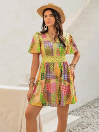 Crochet Trim Printed V - Neck Short Sleeve Mini Dress - Update AvenueBoho VibesTrendsi100100311241085100100311241085fbfa7d40 - 2763 - 436e - ac97 - 6d7364eb22e1 - MaxYellow