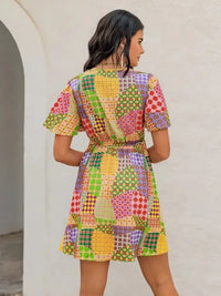 Crochet Trim Printed V - Neck Short Sleeve Mini Dress - Update AvenueBoho VibesTrendsi100100311241085100100311241085204f46eb - 43c3 - 4795 - b60e - 36154c18fbaa - MaxYellow