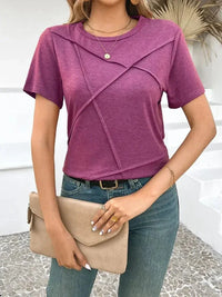 Cross Line Detail Round Neck T-Shirt - Update AvenueT-ShirtsTrendsi100100962363901100100962363901201ba419bda44e46b191b73ba2815c70 - Max - OriginFuchsia