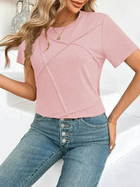 Cross Line Detail Round Neck T-Shirt - Update AvenueT-ShirtsTrendsi100100962364231100100962364231c567c49cbb314e8faa8bc87b09a4b7fe - Max - OriginPink