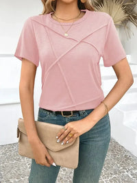 Cross Line Detail Round Neck T-Shirt - Update AvenueT-ShirtsTrendsi1001009623642311001009623642310db6e56817ce4d918d36de5d0eed2269 - Max - OriginPink