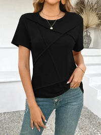 Cross Line Detail Round Neck T-Shirt - Update AvenueT-ShirtsTrendsi1001009623665481001009623665482afa0eff5c114dda82fe607dac69fa72 - Max - OriginBlack