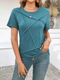 Cross Line Detail Round Neck T-Shirt - Update AvenueT-ShirtsTrendsi100100962367478100100962367478965ab88eb83a402eb142813f86830bac - Max - OriginBlue