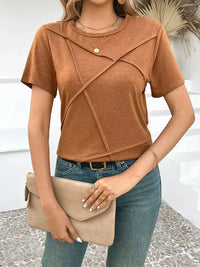 Cross Line Detail Round Neck T-Shirt - Update AvenueT-ShirtsTrendsi100100962367937100100962367937be1e27428a16463cbe757c674f7f0b8f - Max - OriginOrange