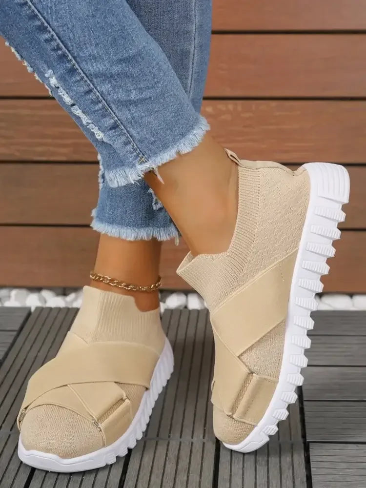 Crossover Strap Mesh Slip-Ons