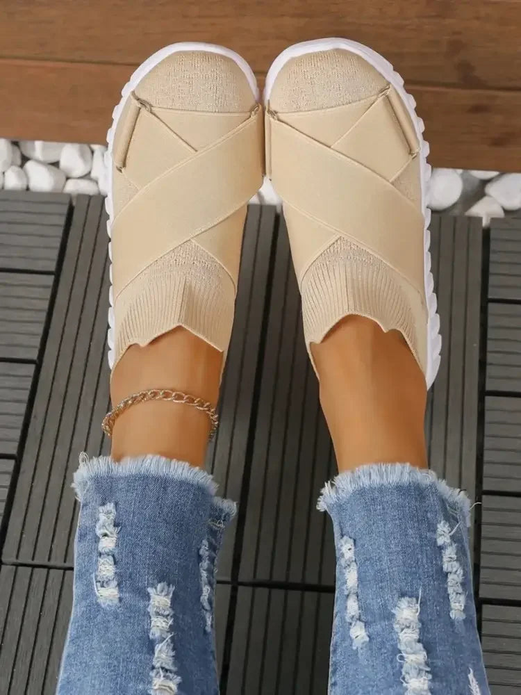 Crossover Strap Mesh Slip-Ons