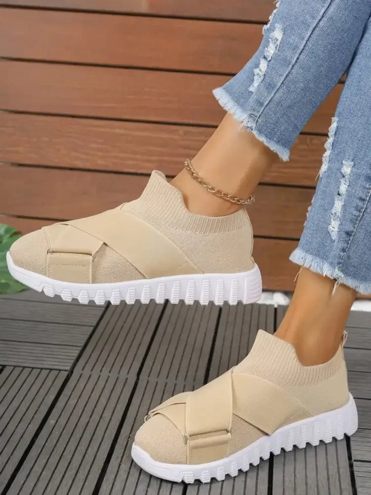 Crossover Strap Mesh Slip-Ons