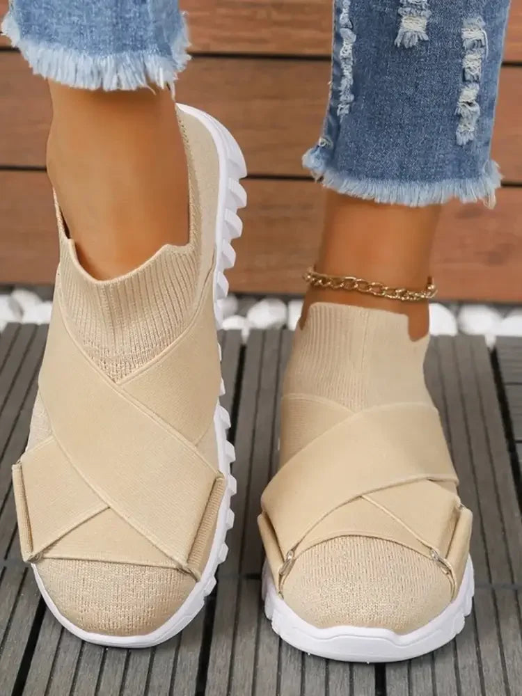 Crossover Strap Mesh Slip-Ons