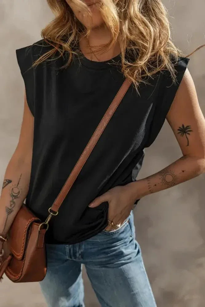 Cuffed Armhole Loose Top - Update AvenueT-ShirtsTrendsi100100793954236100100793954236e9c8890e - 11e1 - 4787 - a920 - 4090cc6ec64f - Max - OriginBlack