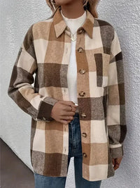 Curved Hem Plaid Collared Neck Shacket - Update AvenueTrendsi100100908041251100100908041251f472578f - 46ef - 4748 - 994e - 2a5b9401d967 - MaxCamel