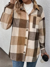 Curved Hem Plaid Collared Neck Shacket - Update AvenueTrendsi1001009080412511001009080412514b309f9d - ba75 - 45fe - abc8 - 34b51c7f9203 - MaxCamel