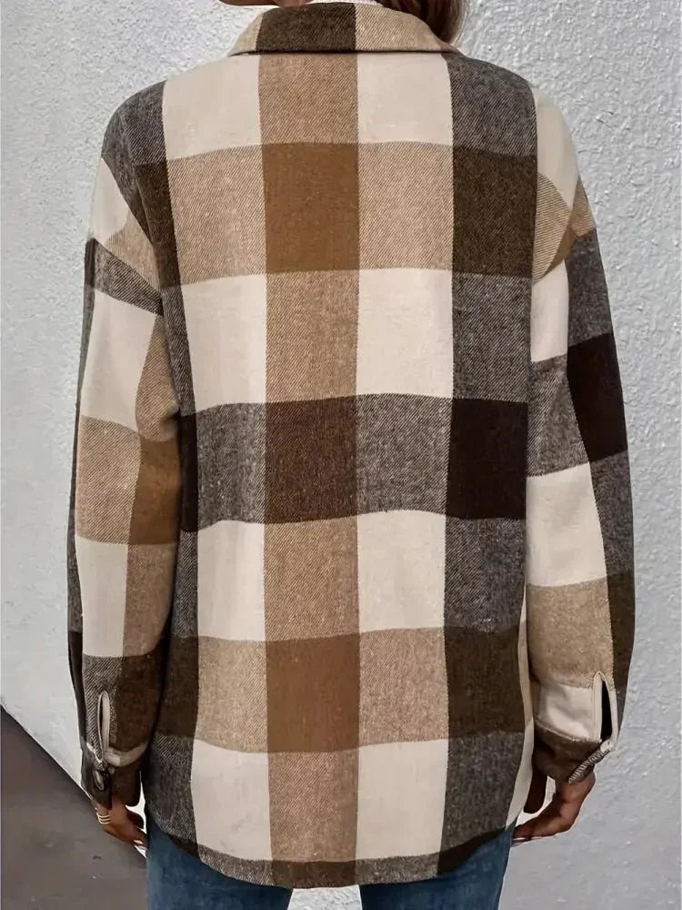 Curved Hem Plaid Collared Neck Shacket - Update AvenueTrendsi100100908041251100100908041251817ee8a8 - 9f18 - 4121 - 950e - 59960ba77cc9 - MaxCamel