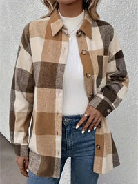 Curved Hem Plaid Collared Neck Shacket - Update AvenueTrendsi100100908041251100100908041251b87bd3bc - 655e - 4b26 - a381 - 9abe0d8a4b12 - MaxCamel