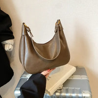 Curved Leather Shoulder Bag