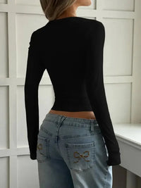 Cut - Out Long Sleeve Crop T-Shirt - Update AvenueT-ShirtsTrendsi1001001918902891001001918902892cf3274b7b074674aa51e8175f1d671a - Max - OriginBurgundy