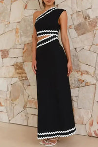 Cutout Contrast Trim Single Shoulder Dress - Update AvenueFestival VibesTrendsi1001008044811811001008044811818e2518b8 - 333f - 4023 - 9502 - a8475990ac78 - MaxBlack