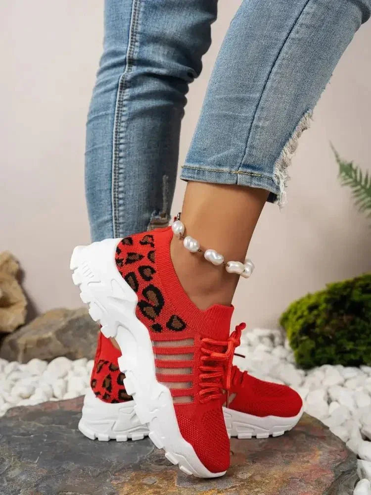 Cutout Leopard Lace Up Mesh Athletic - Update AvenueTrendsi100600270634134100600270634134Cutout Leopard Lace Up Mesh AthleticRed