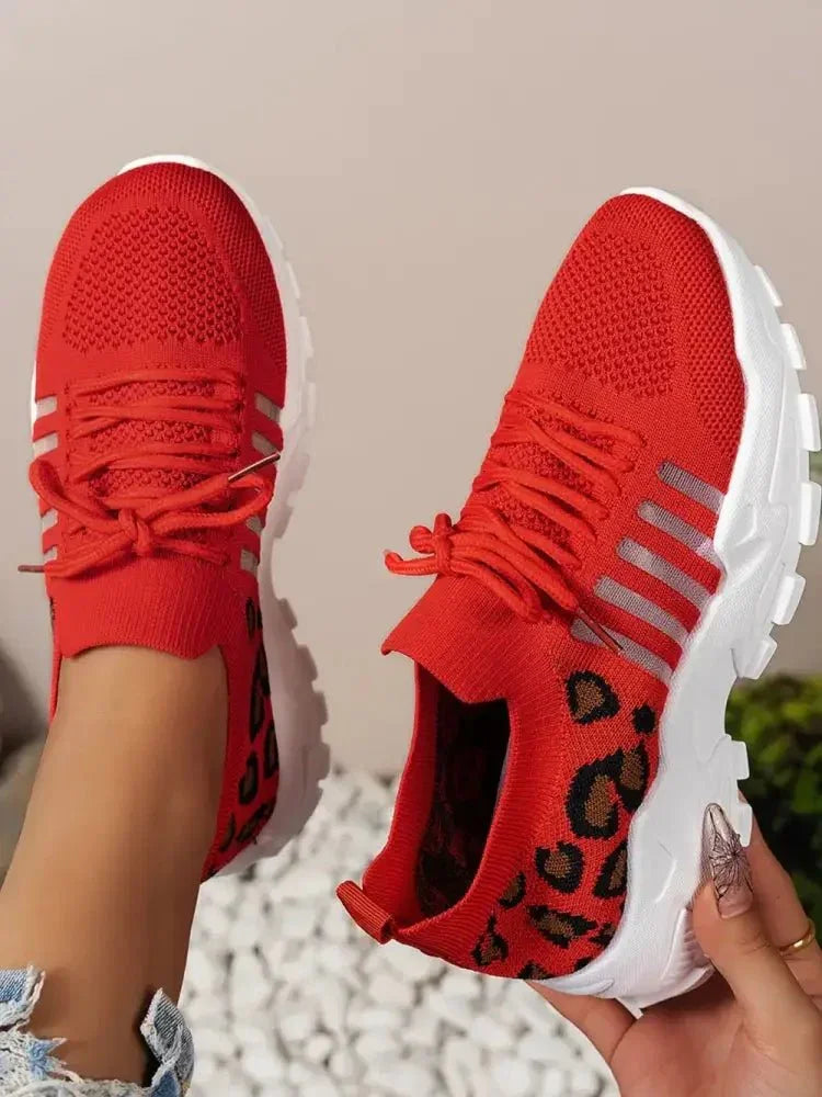 Cutout Leopard Lace Up Mesh Athletic - Update AvenueTrendsi100600270634134100600270634134Cutout Leopard Lace Up Mesh AthleticRed