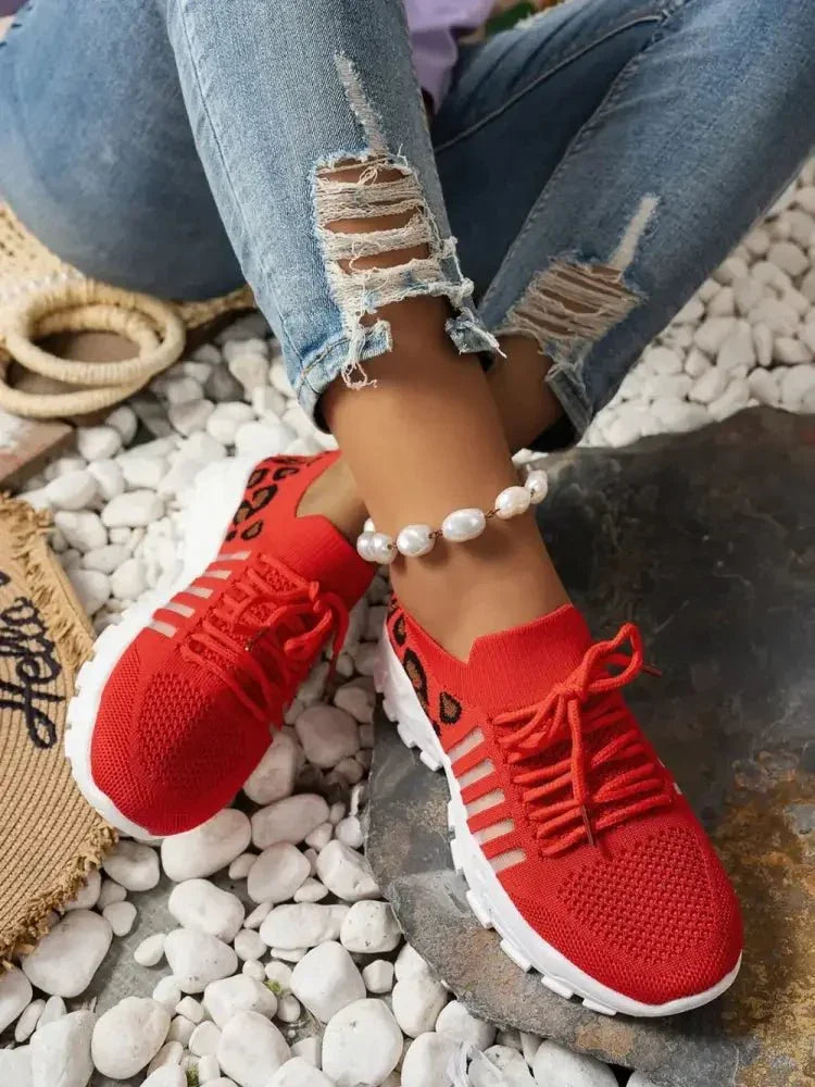 Cutout Leopard Lace Up Mesh Athletic - Update AvenueTrendsi100600270634134100600270634134Cutout Leopard Lace Up Mesh AthleticRed