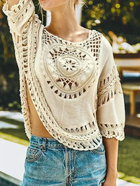Cutout Round Neck Half Sleeve Cover Up - Update AvenueTrendsi10010076622256310010076622256318838906 - 6ceb - 4adf - 89aa - cbb1f75fd791 - MaxTan