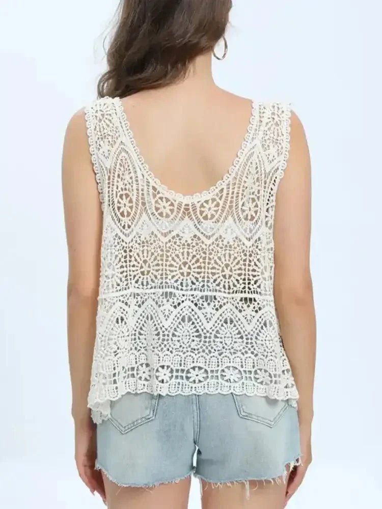 Cutout Round Neck Sleeveless Cover Up - Update AvenueTrendsi1001001812318451001001812318458c8c0475 - 0736 - 4792 - a8c2 - cd1d8ec386af - MaxWhite