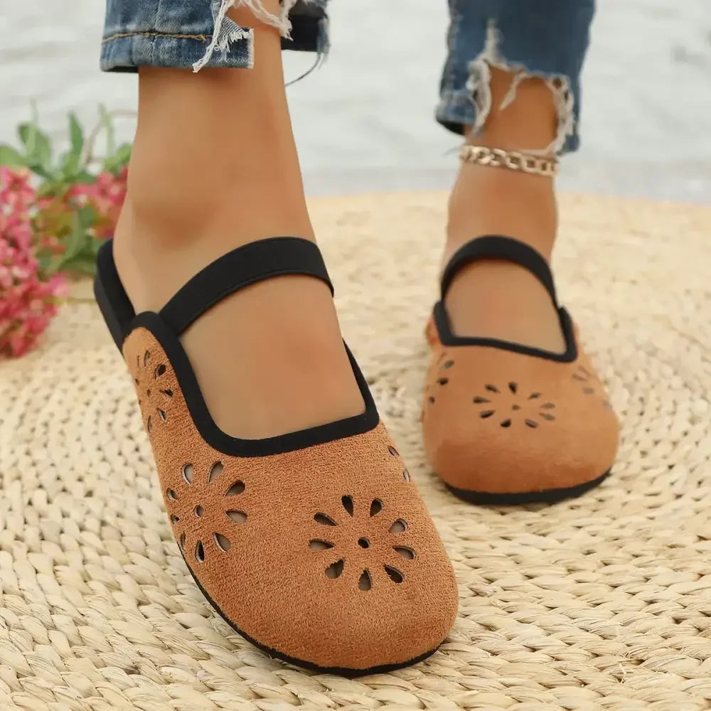 Cutout Round Toe Slip-Ons