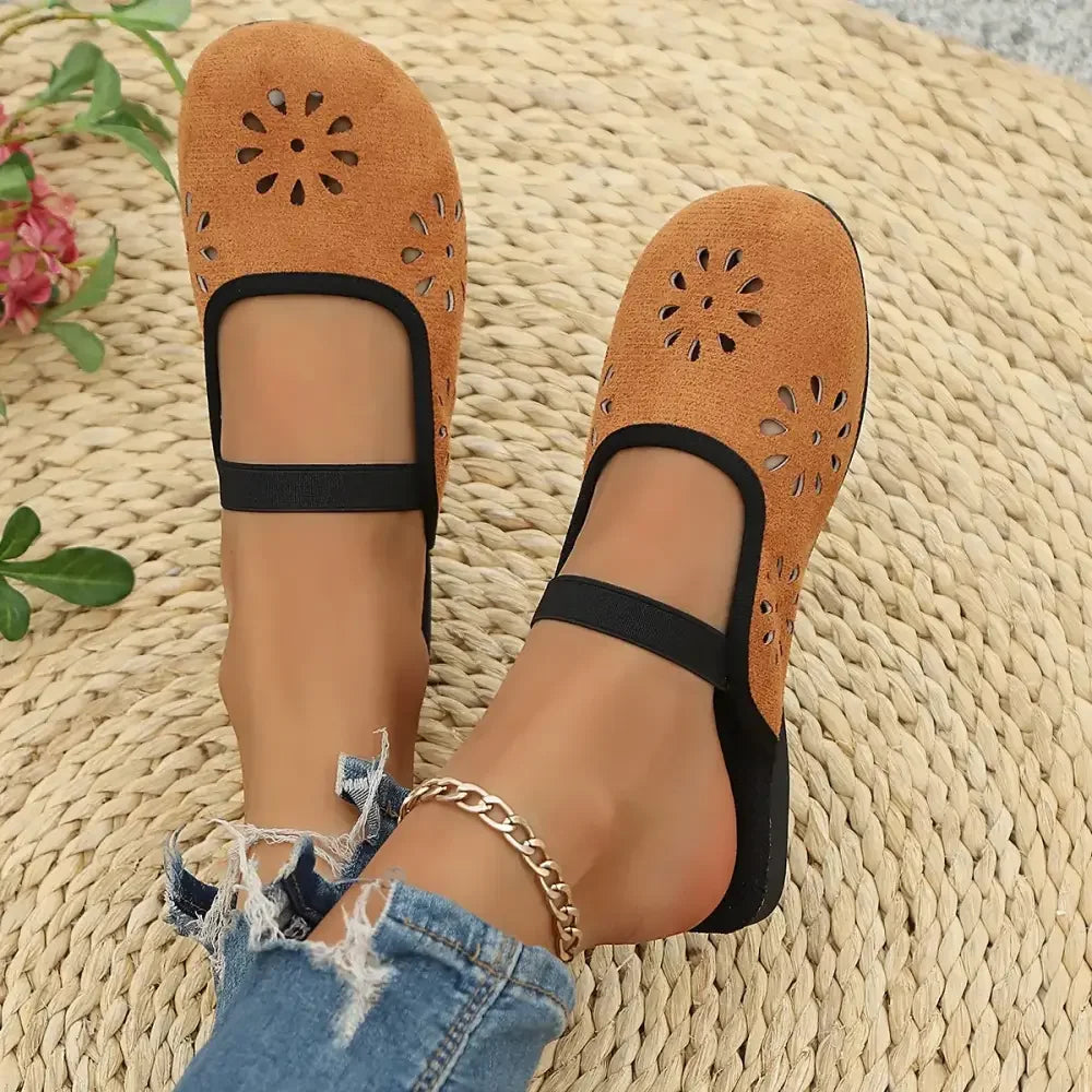 Cutout Round Toe Slip-Ons