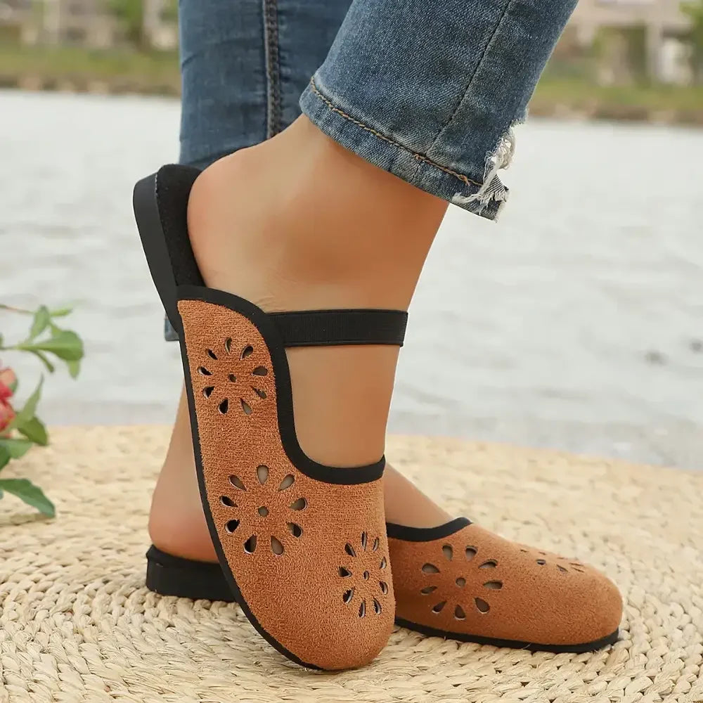 Cutout Round Toe Slip-Ons