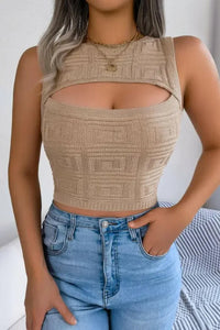 Cutout Sleeveless Knit Top - Update AvenueTrendsi10010094559835310010094559835335d834bbfb454fbb87514beb853c3b1c - MaxKhaki