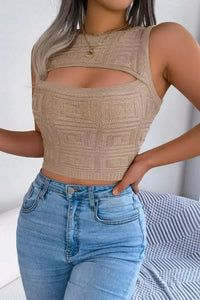 Cutout Sleeveless Knit Top - Update AvenueTrendsi100100945598353100100945598353c594d9655d4e4af992ffad50b16ddf39 - MaxKhaki