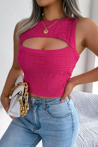 Cutout Sleeveless Knit Top - Update AvenueTrendsi100100945599857100100945599857c09a3637a12a4bc5912c3dc504ba9f04 - MaxHot Pink